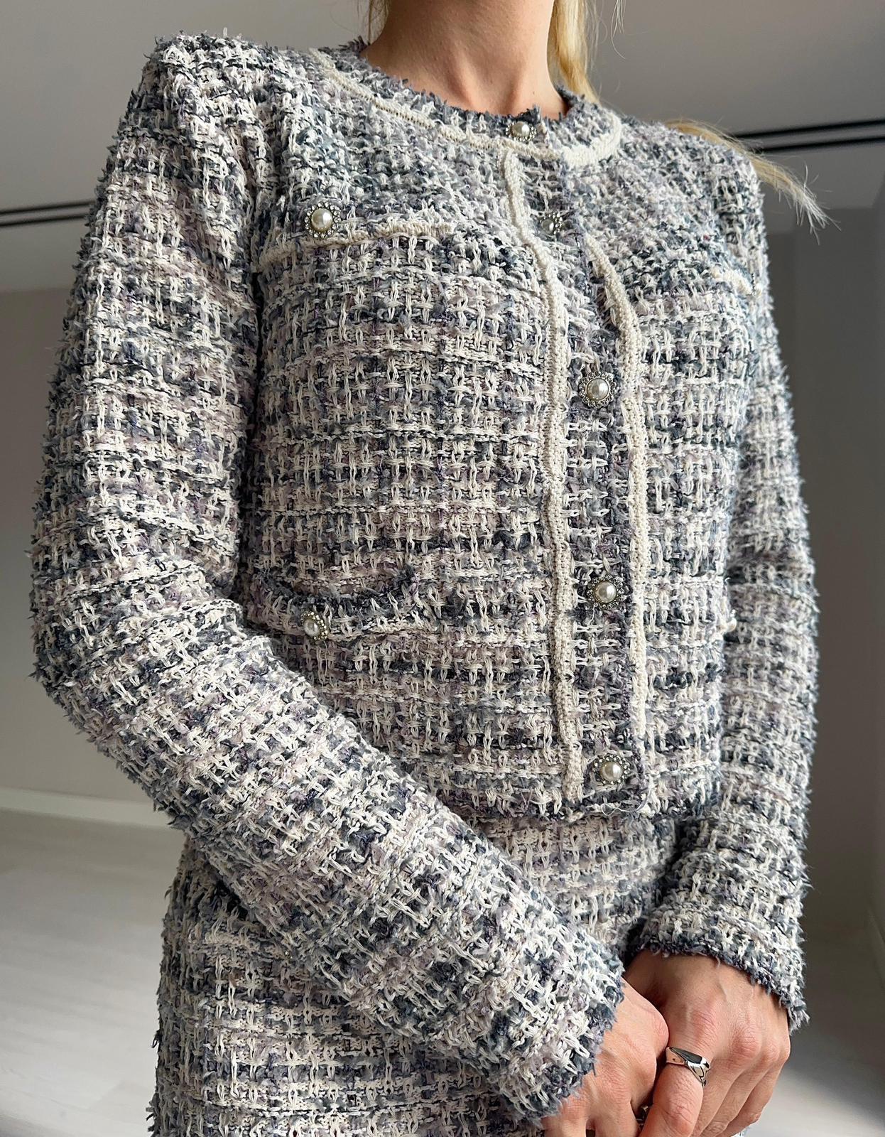 KADIN BUZ GRİ INVI DÜĞMELİ ETEK BLUZ TAKIMModa AkımıSet