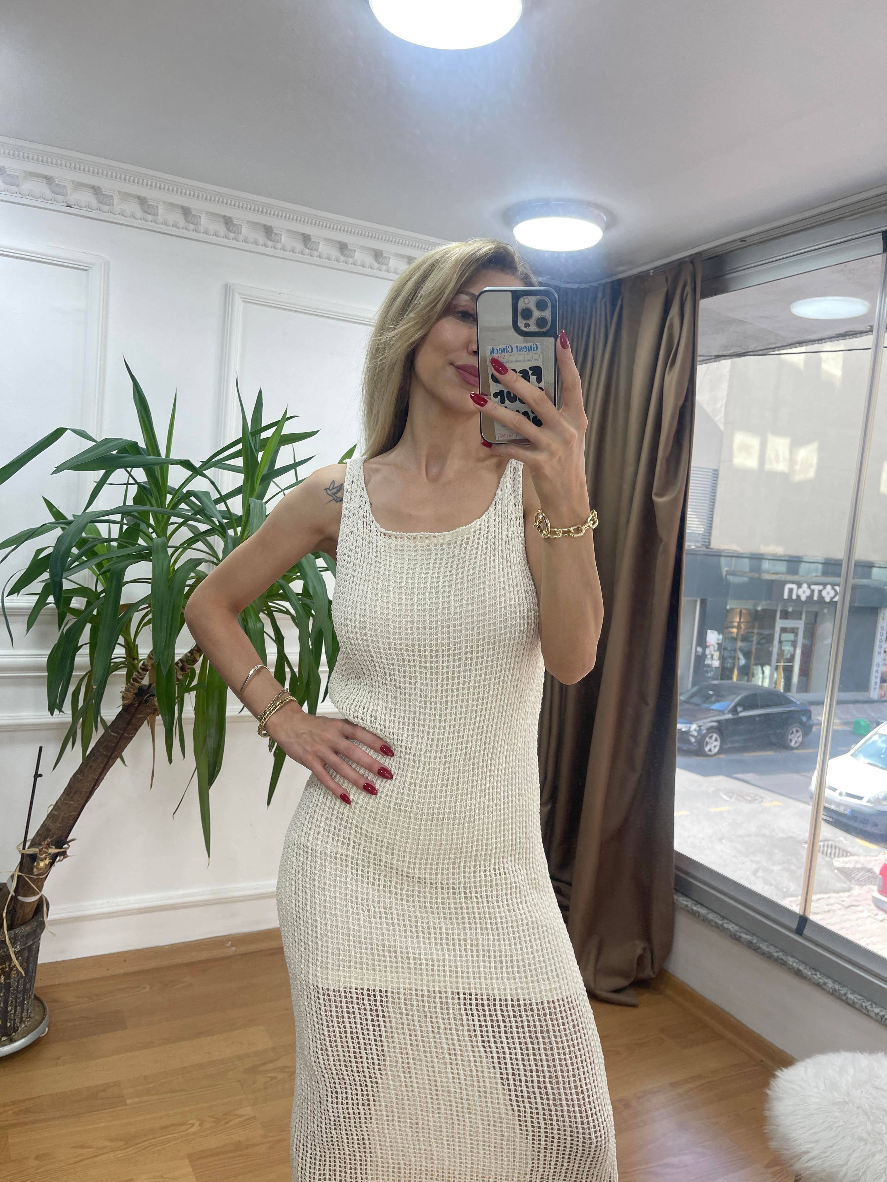 KADIN EKRU DİLVİN ELBİSE Moda AkımıElbise