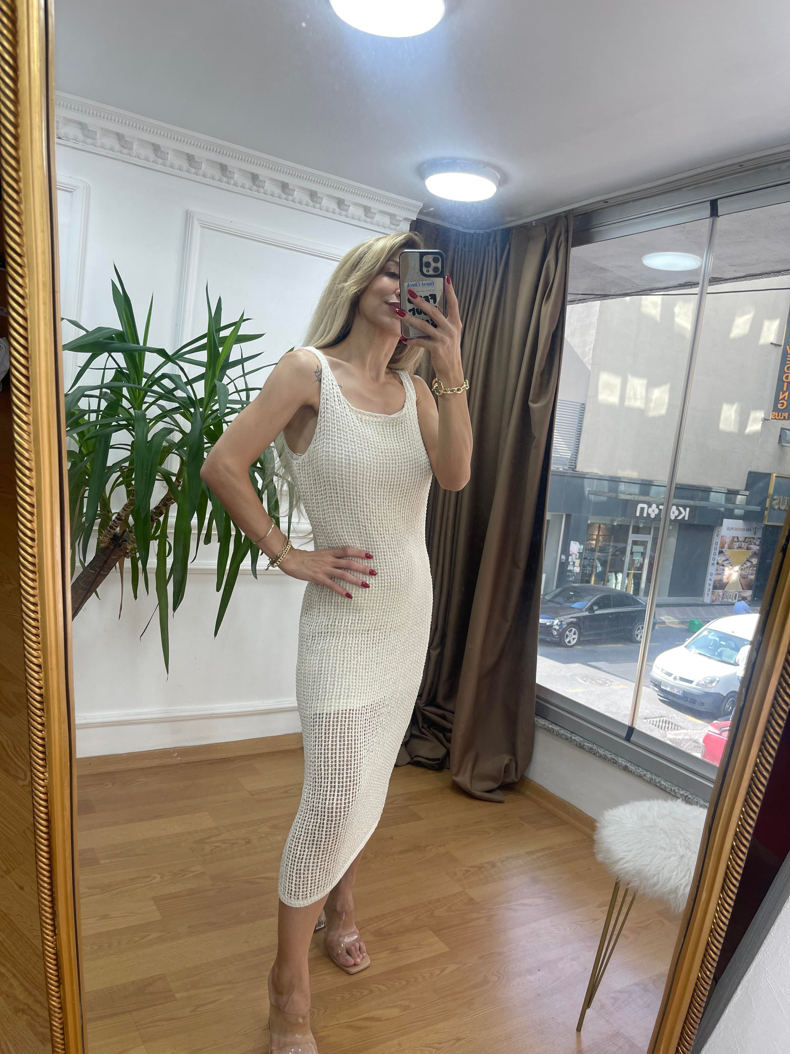KADIN EKRU DİLVİN ELBİSE Moda AkımıElbise