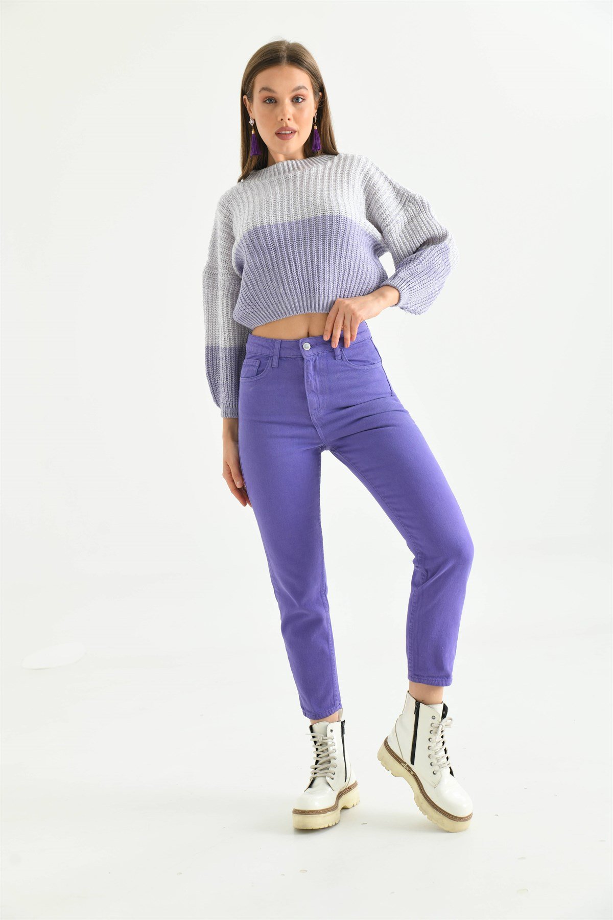 KADIN MOR MOM FİT JEAN Moda AkımıJean