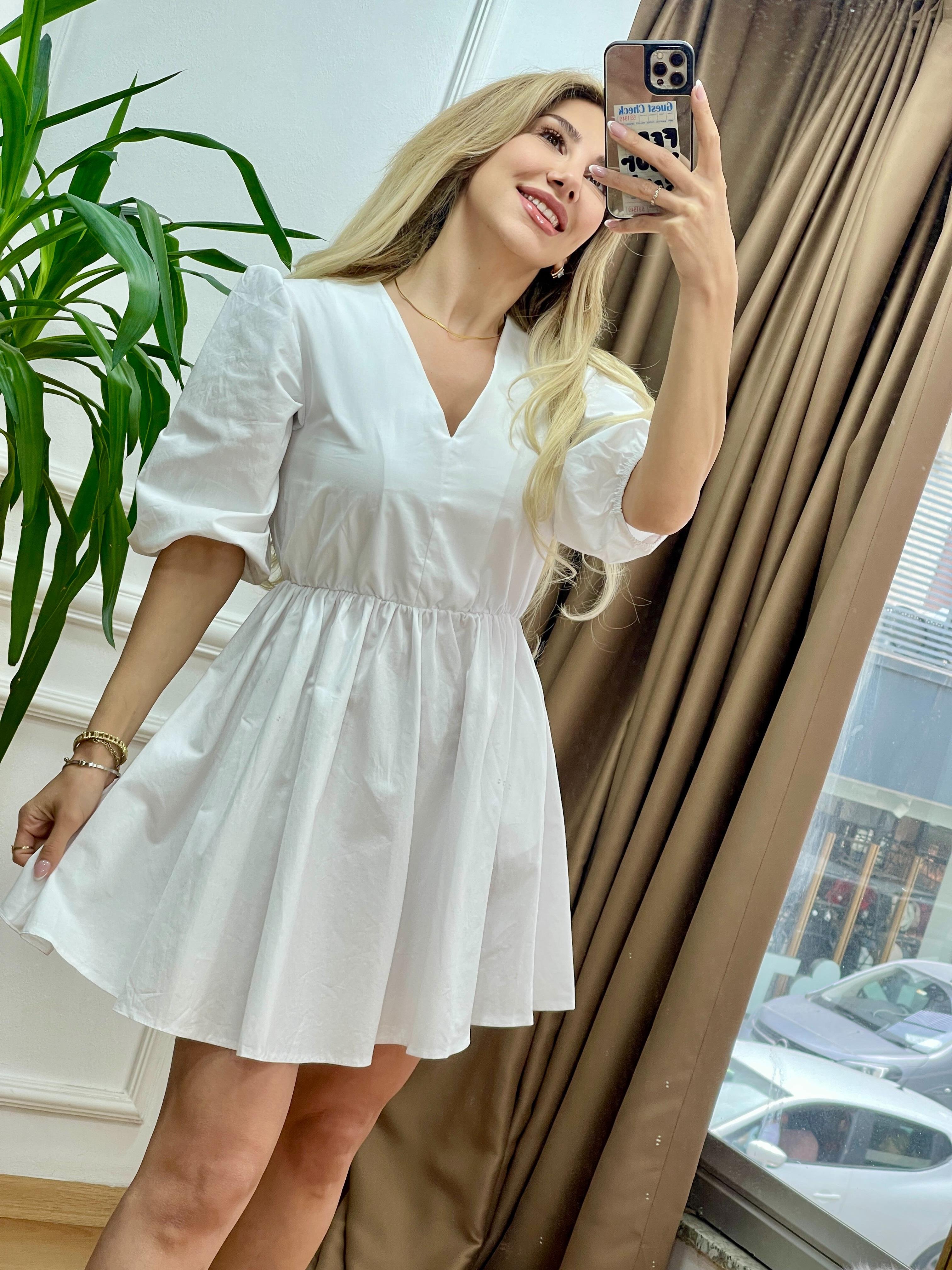 KADIN VENÜS BEYAZ POPLİN ELBİSE Moda AkımıElbise