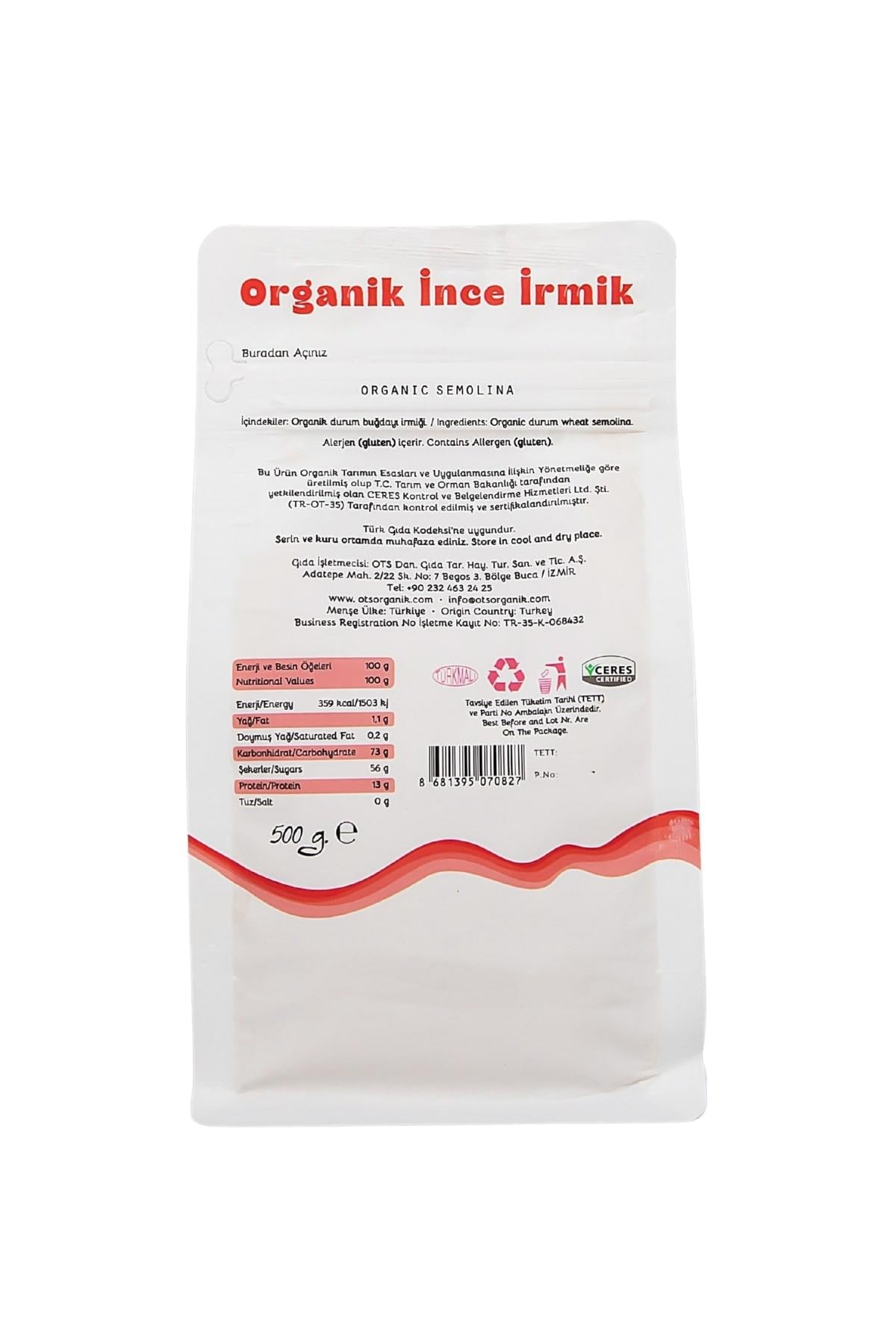 Organik İnce İrmik 500 G
