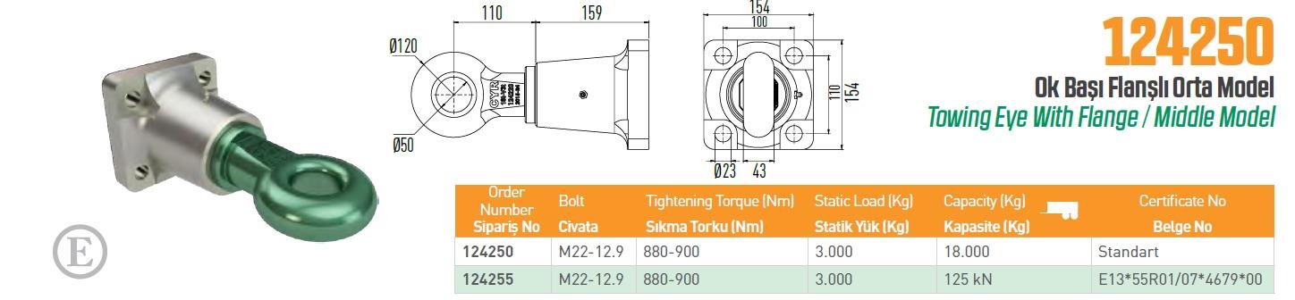 OKBAŞI FLANŞLI ORTA MODEL E BELGELİ 125 kN