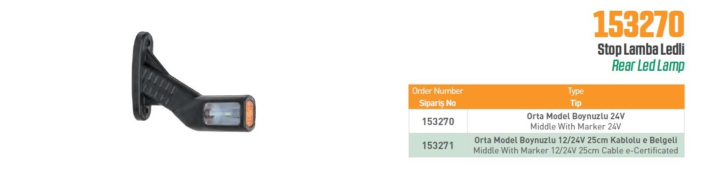 STOP LAMBA BOYNUZ ORTA MODEL LED KIRMIZI 24 VOLT
