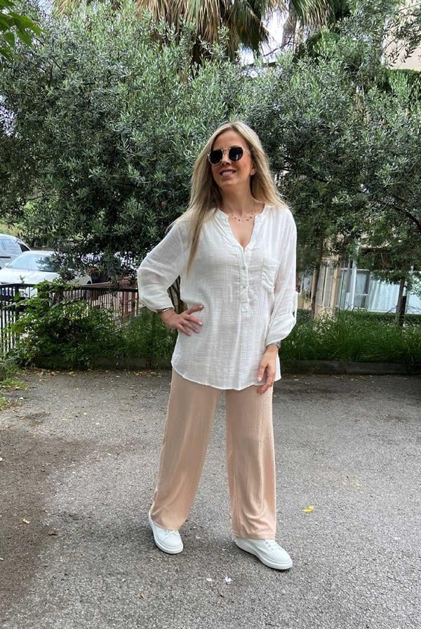 Beli Lastikli Bol Kesim Bürümcük Pantolon