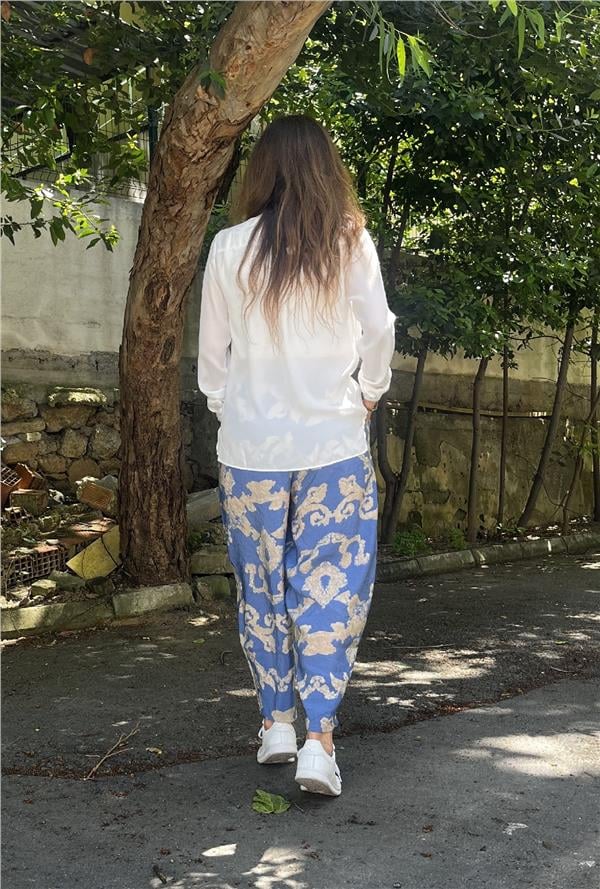 Beli Lastikli Desenli Pantolon