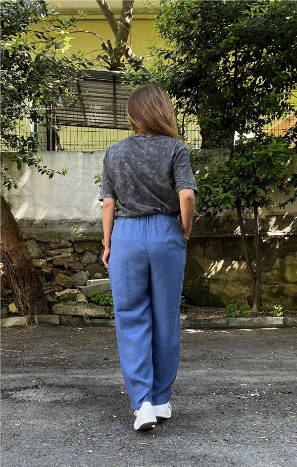 Beli Lastikli Tensel Salaş Pantolon