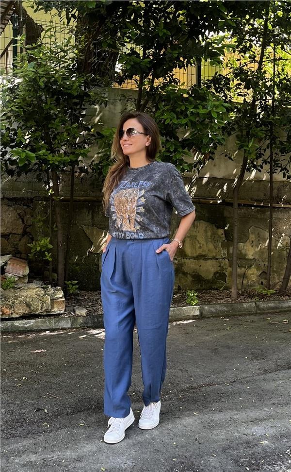 Beli Lastikli Tensel Salaş Pantolon