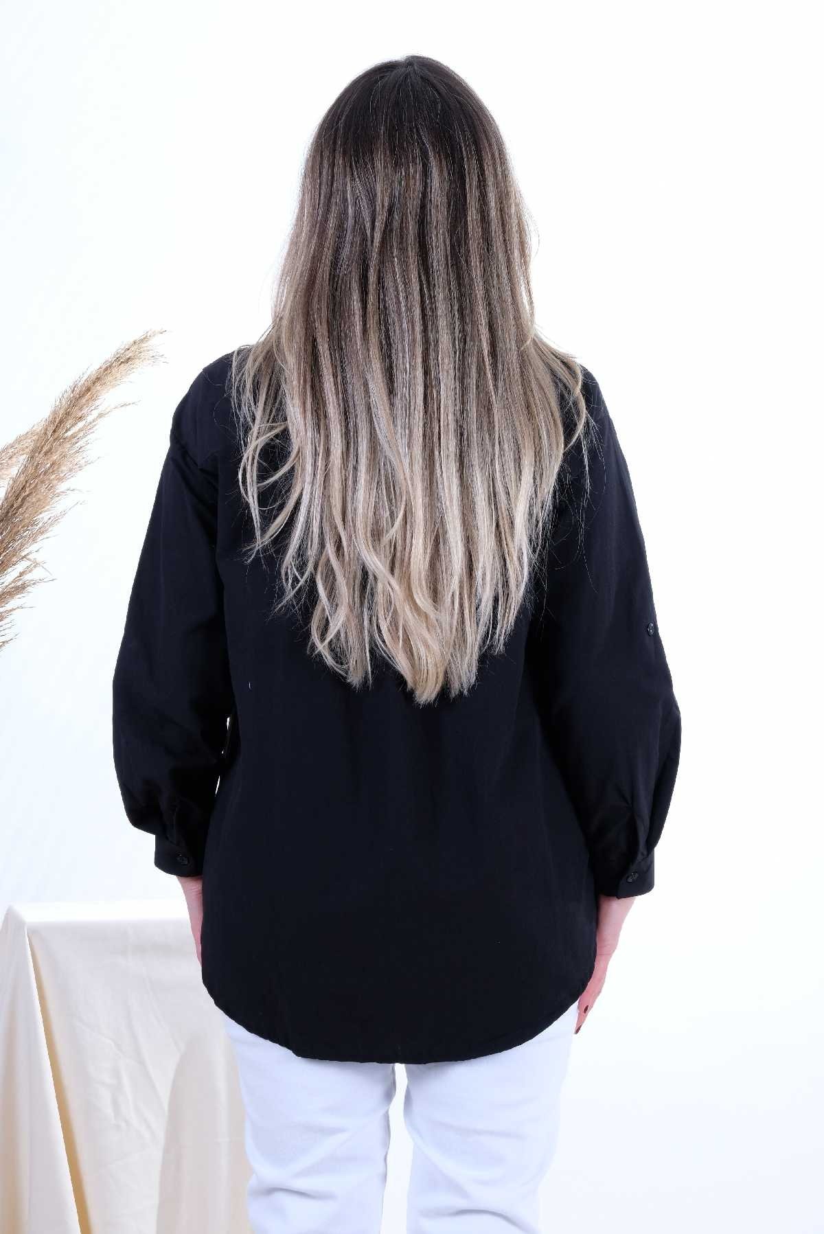 Büyük Cepli Kolları Bağlama Detaylı Oversize Gömlek