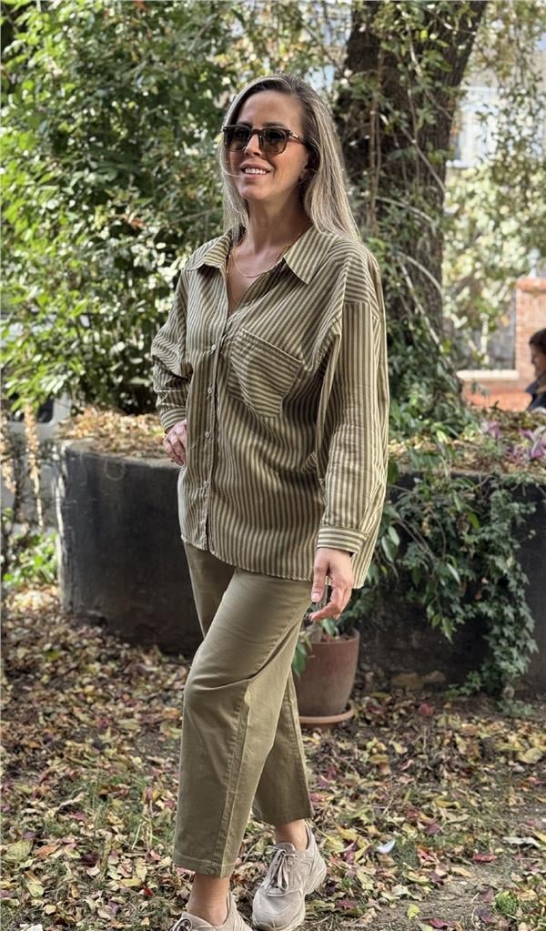Çizgili Oversize Gömlek