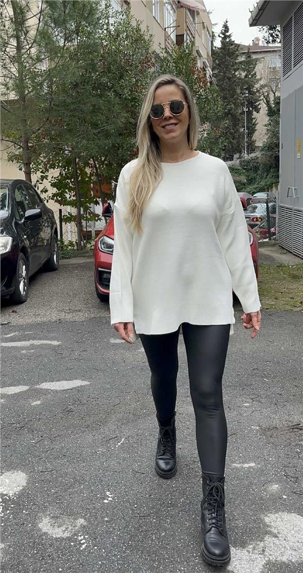 Deri Görünümlü Tayt