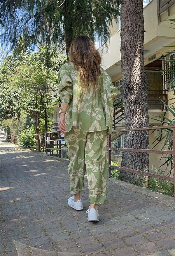 Desenli Gömlek Pantolon Takım