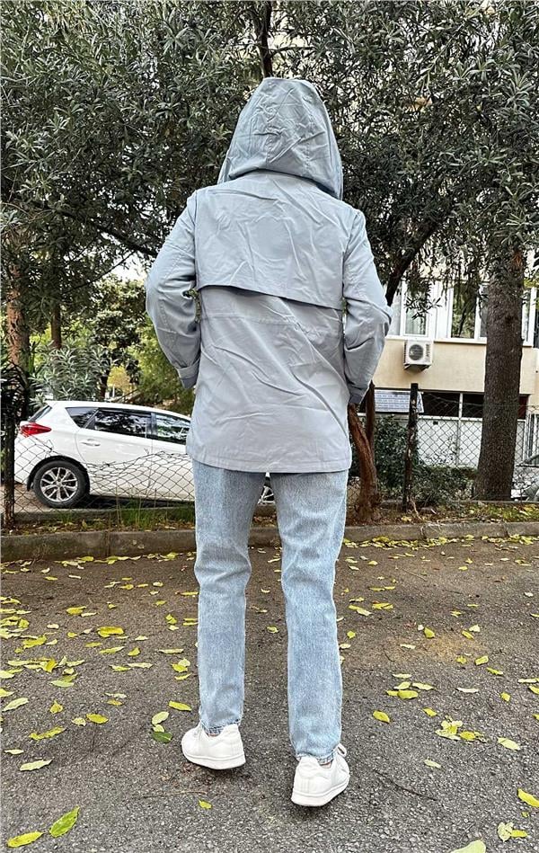 Fermuarlı Kapüşonlu İthal Yağmurluk