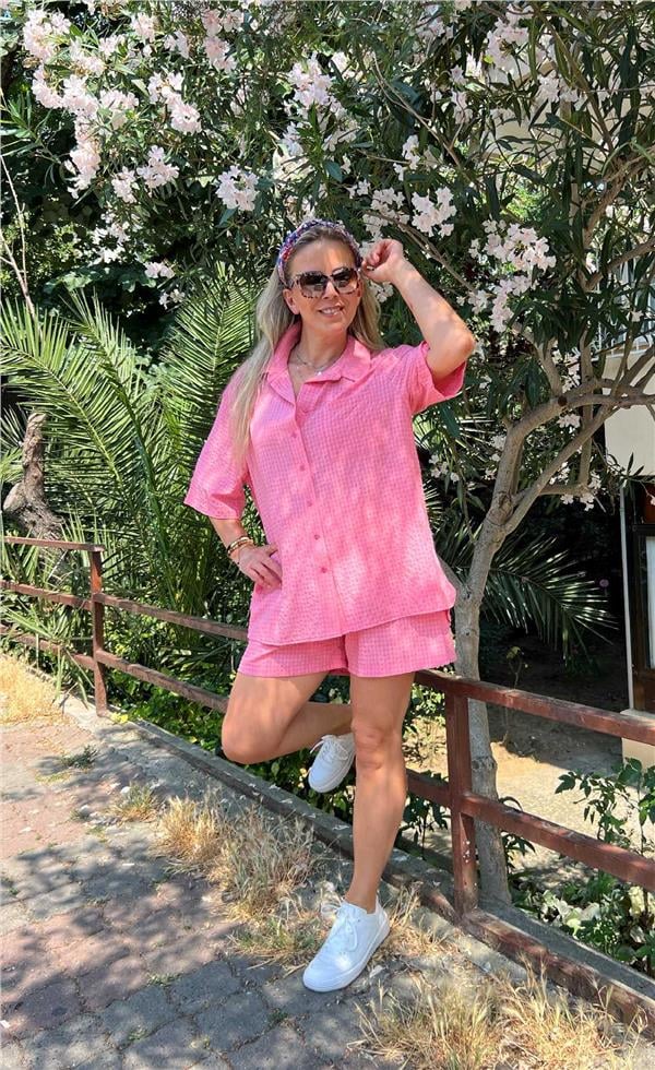 Gofre Gömlek Şort Takım