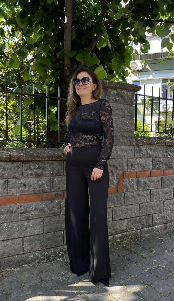 Siyah Dantel Bluz