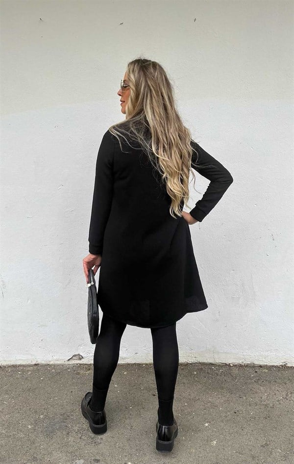 Siyah Fermuar Detaylı Elbise
