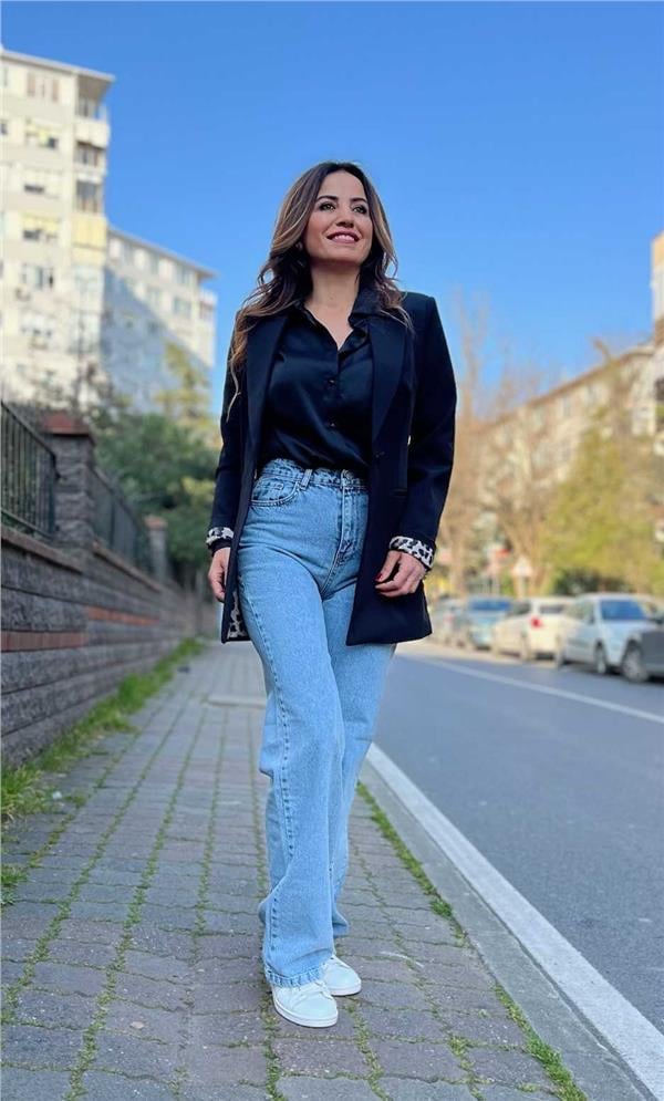 Siyah Leopar Astarlı  Blazer Ceket