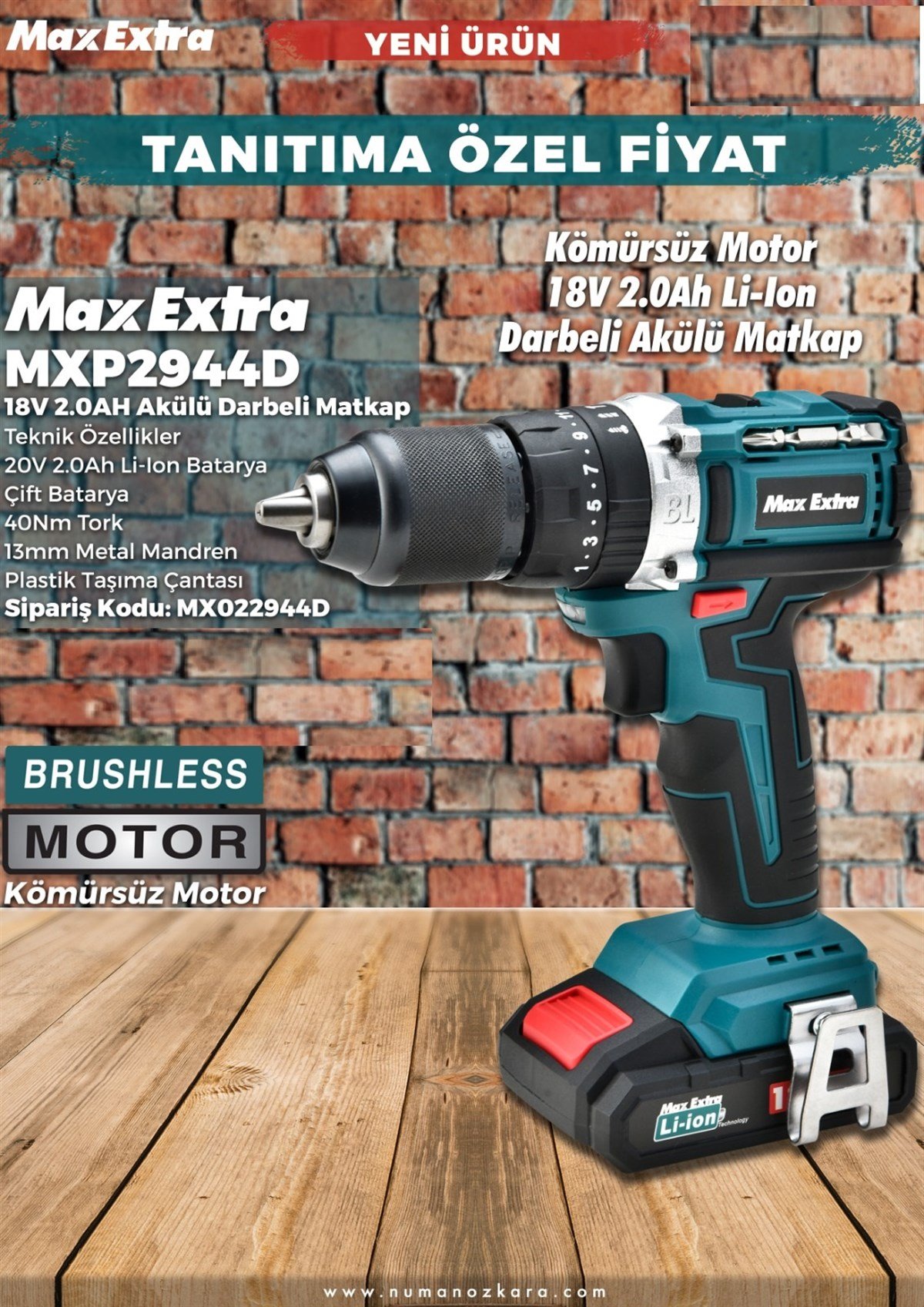 Akülü MatkaplarMAX EXTRA MXP 2944D 18W AKÜLÜ DARBELİ MATKAP