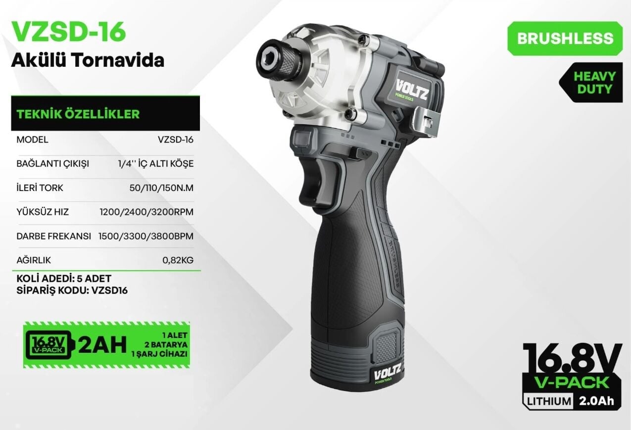 Akülü TornavidalarVOLTZ VZSD-16 20 V VİDALAMA MAKİNESİ