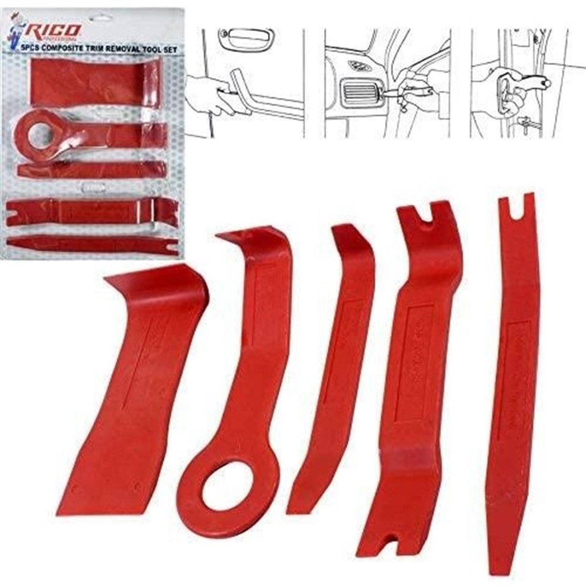 Amortisör Yayı-Trim SökmeRİCO RC1301 5 PARÇA PVC DÖŞEME ve TRİM SÖKME SETİ