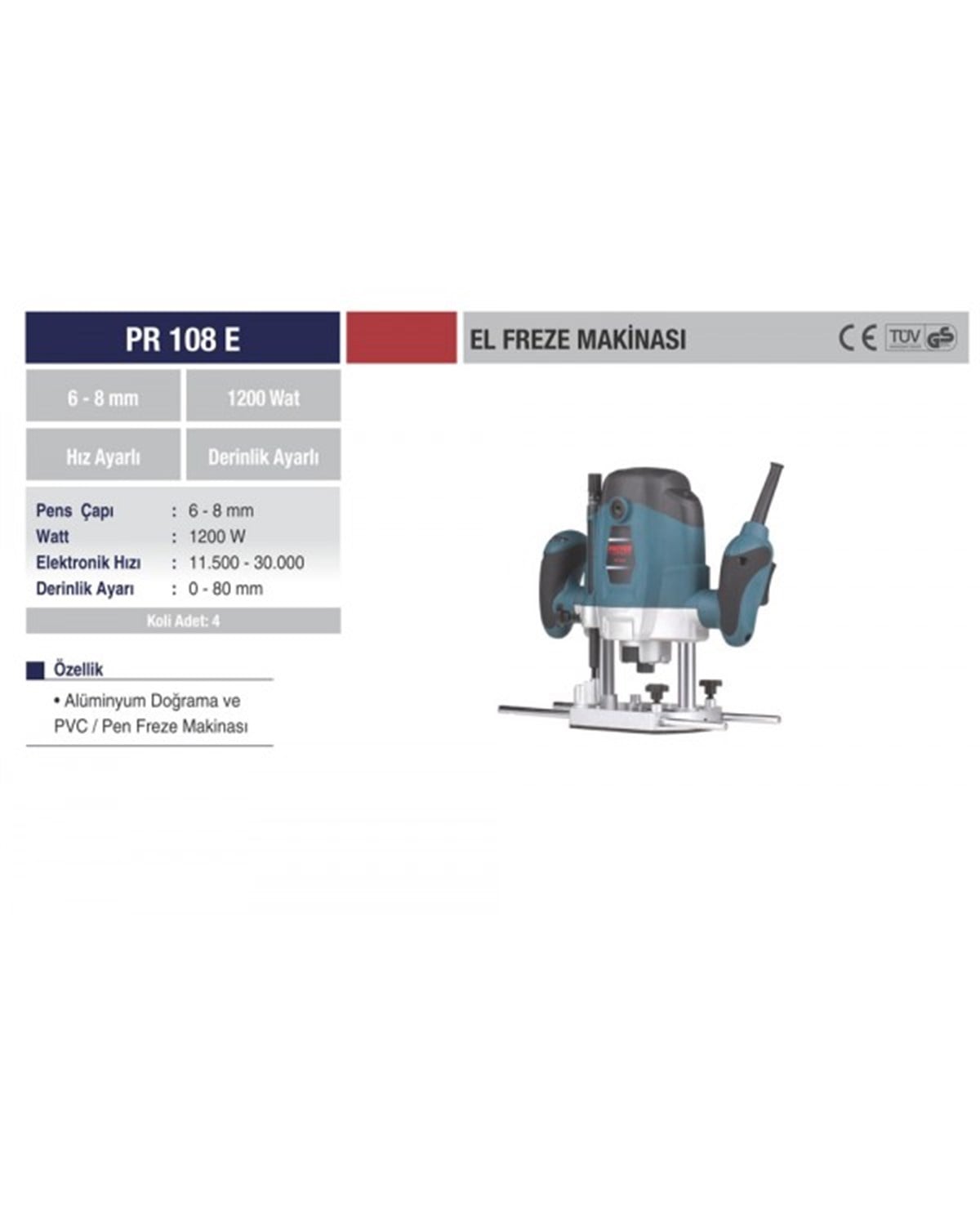 Elektrikli El AletleriPROTER PR 108 E EL FREZE MAKİNASI 1200 W
