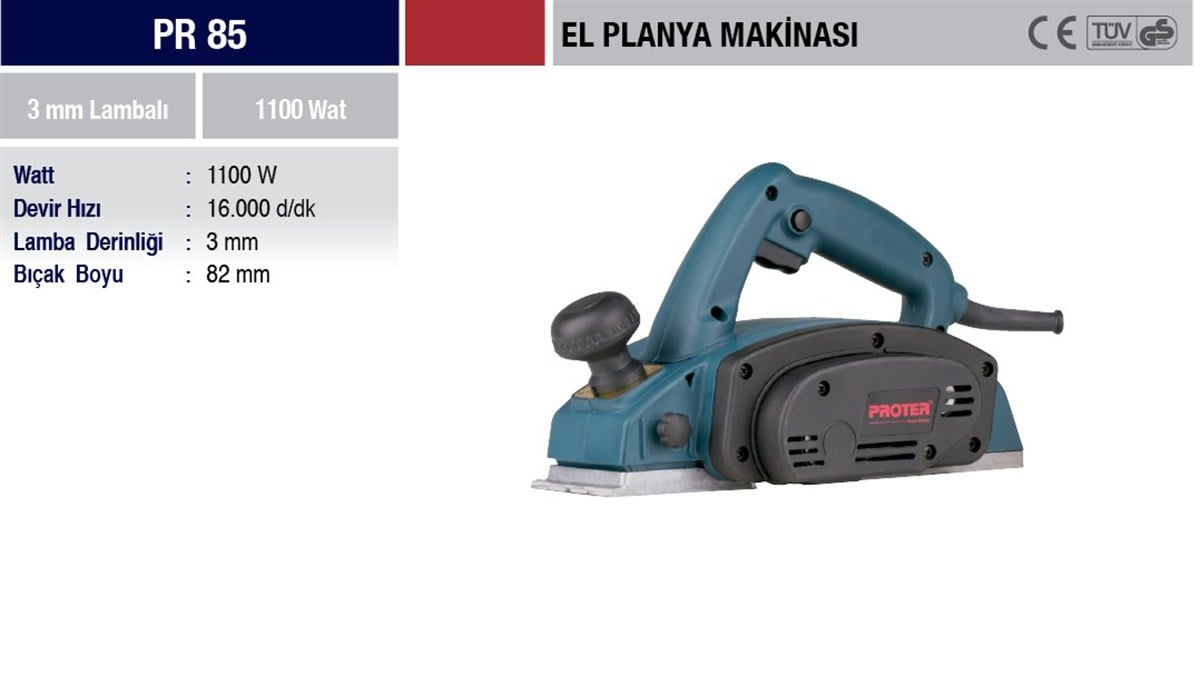 Elektrikli El AletleriPROTER PR 85 EL PLANYA MAKİNASI