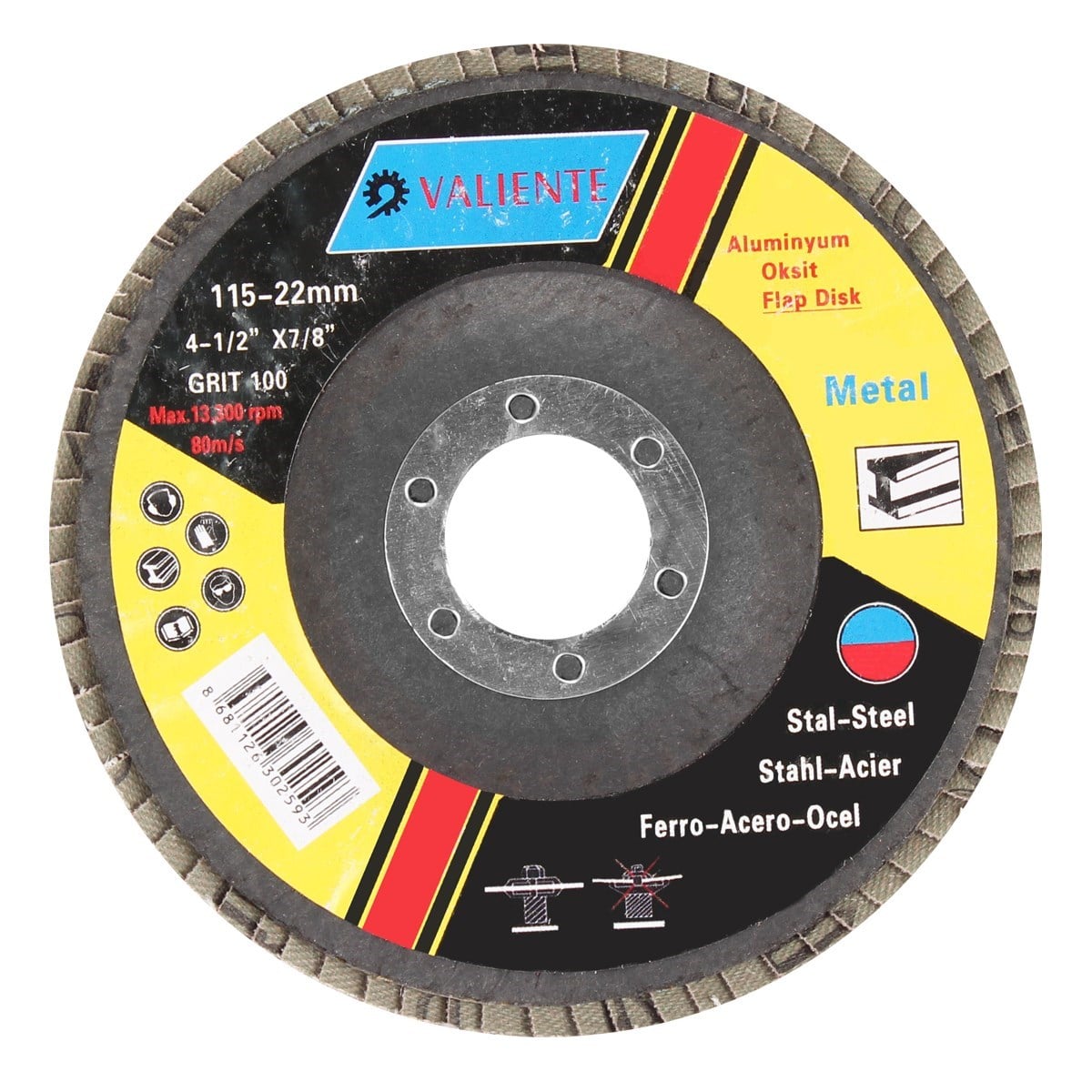 Flap DisklerVALIENTE 115 mm FLAP DİSK 80 KUM