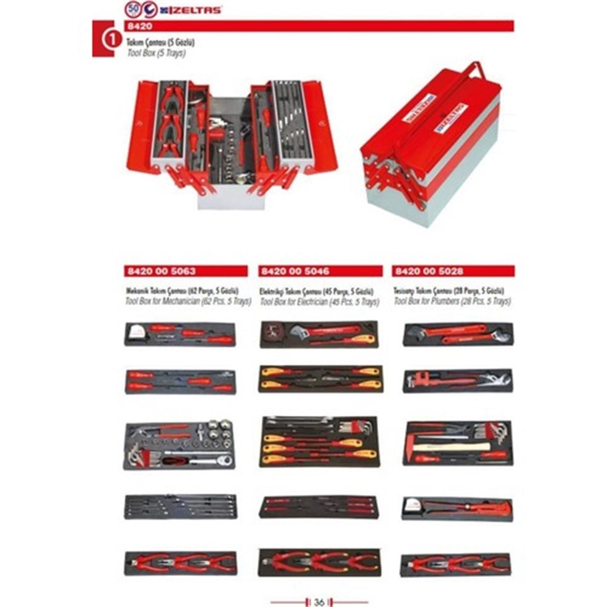 Metal Takım ÇantasıİZELTAŞ 8420005063 63 PARÇA DOLU TAKIM ÇANTASI