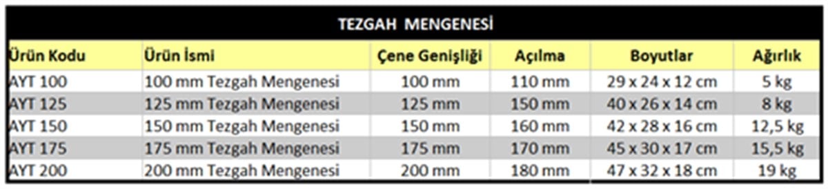 Tezgah Mengeneleri150mm TEZGAH MENGENESİ