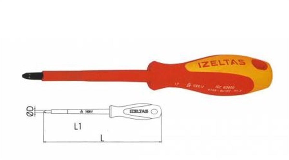 Tornavida-Tornavida TakımlarıİZELTAŞ 6x100 PH2 1000V İZOLELİ ELEKTRİKÇİ YILDIZ TORNAVİDA