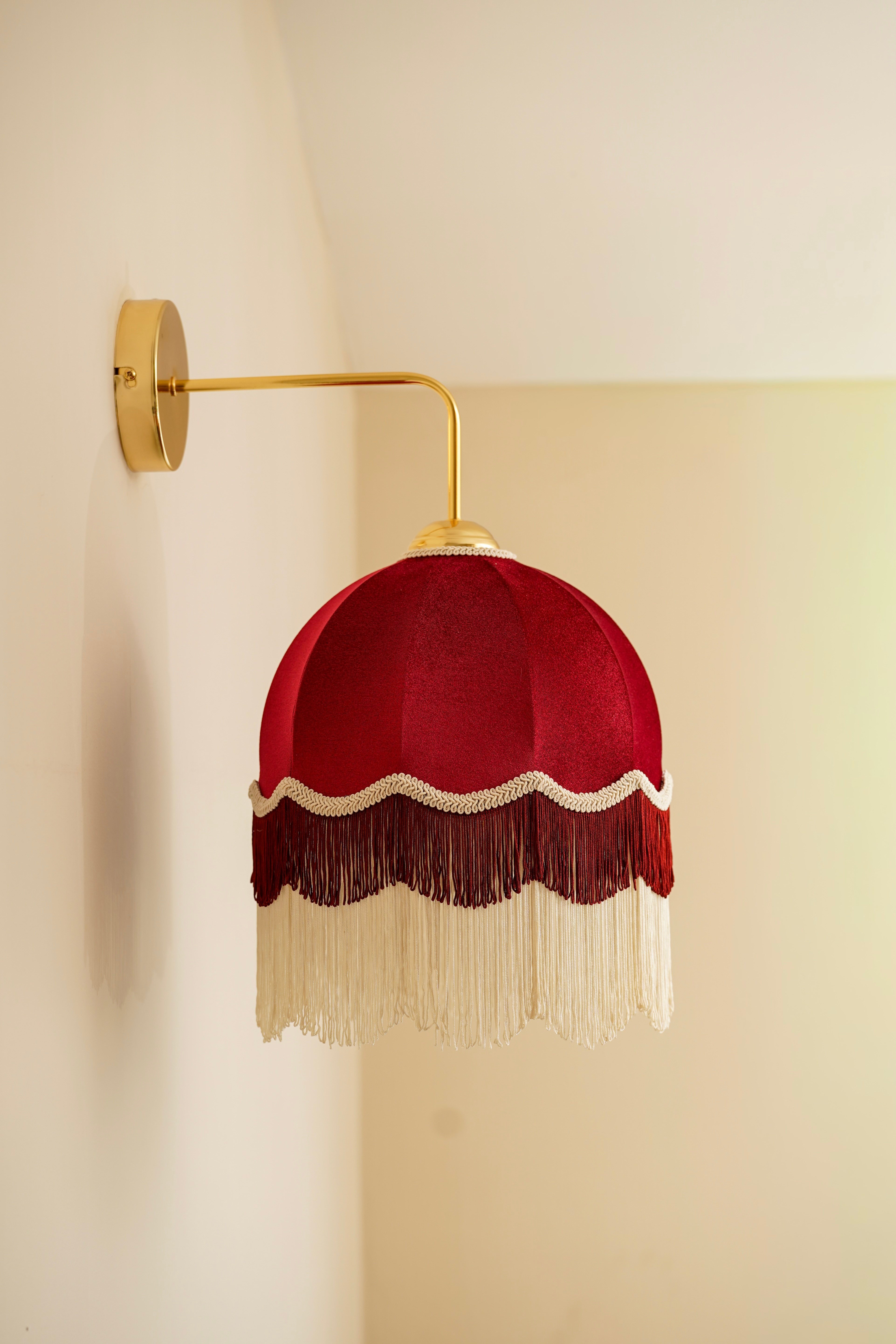 BORDO KADİFE ABAJUR APLİK
