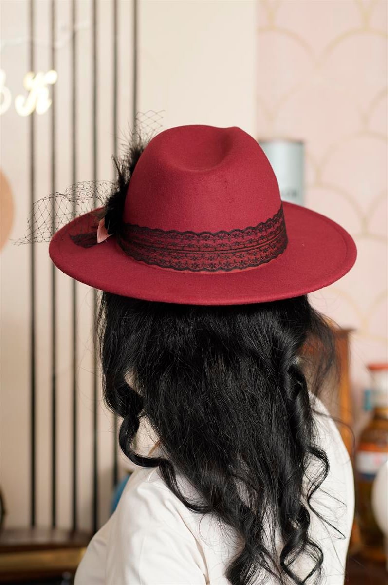 Bordo Vintage Şapka