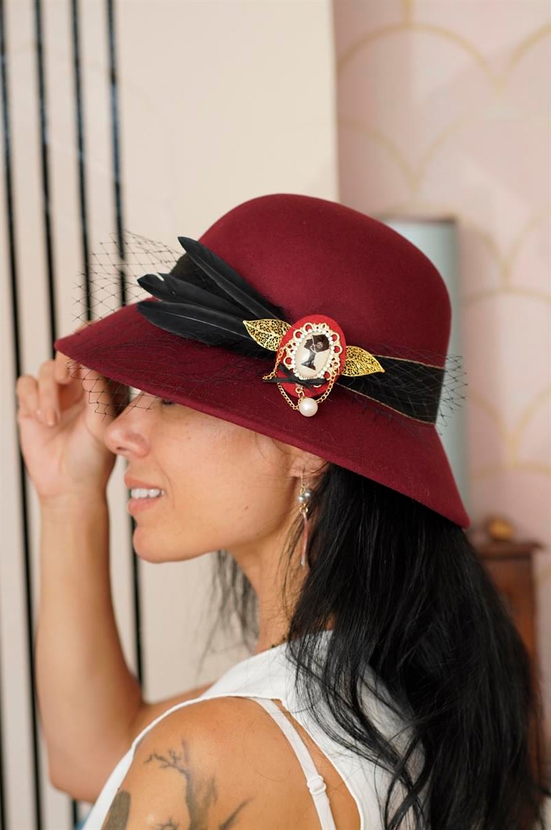 Bordo Vintage Şapka