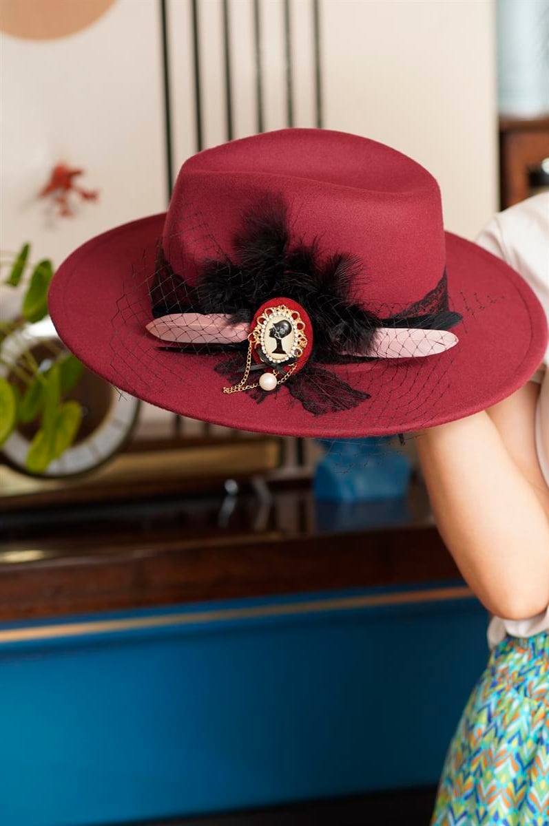 Bordo Vintage Şapka