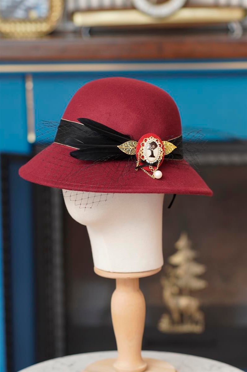 Bordo Vintage Şapka