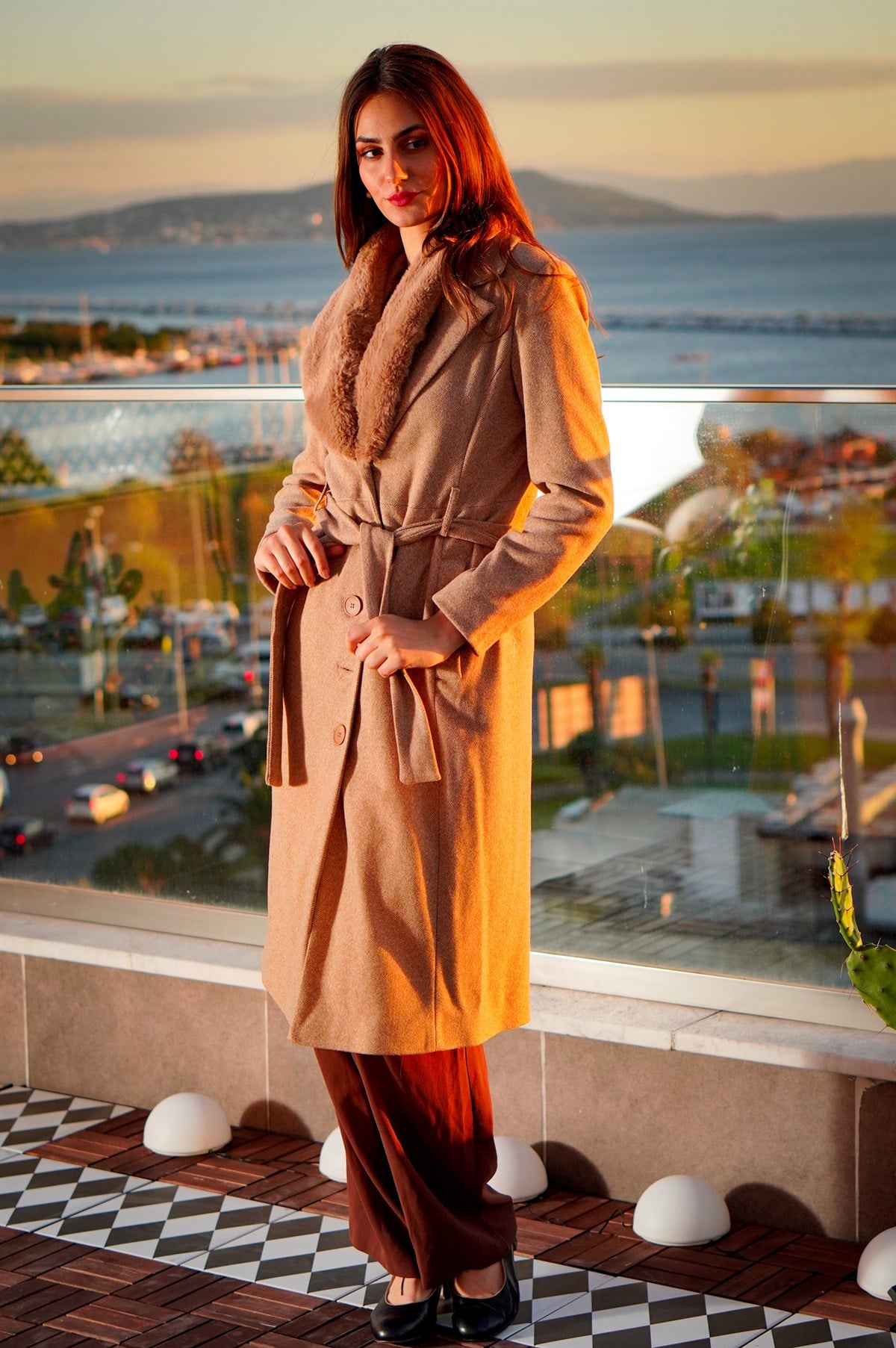 Camel Kürklü Palto
