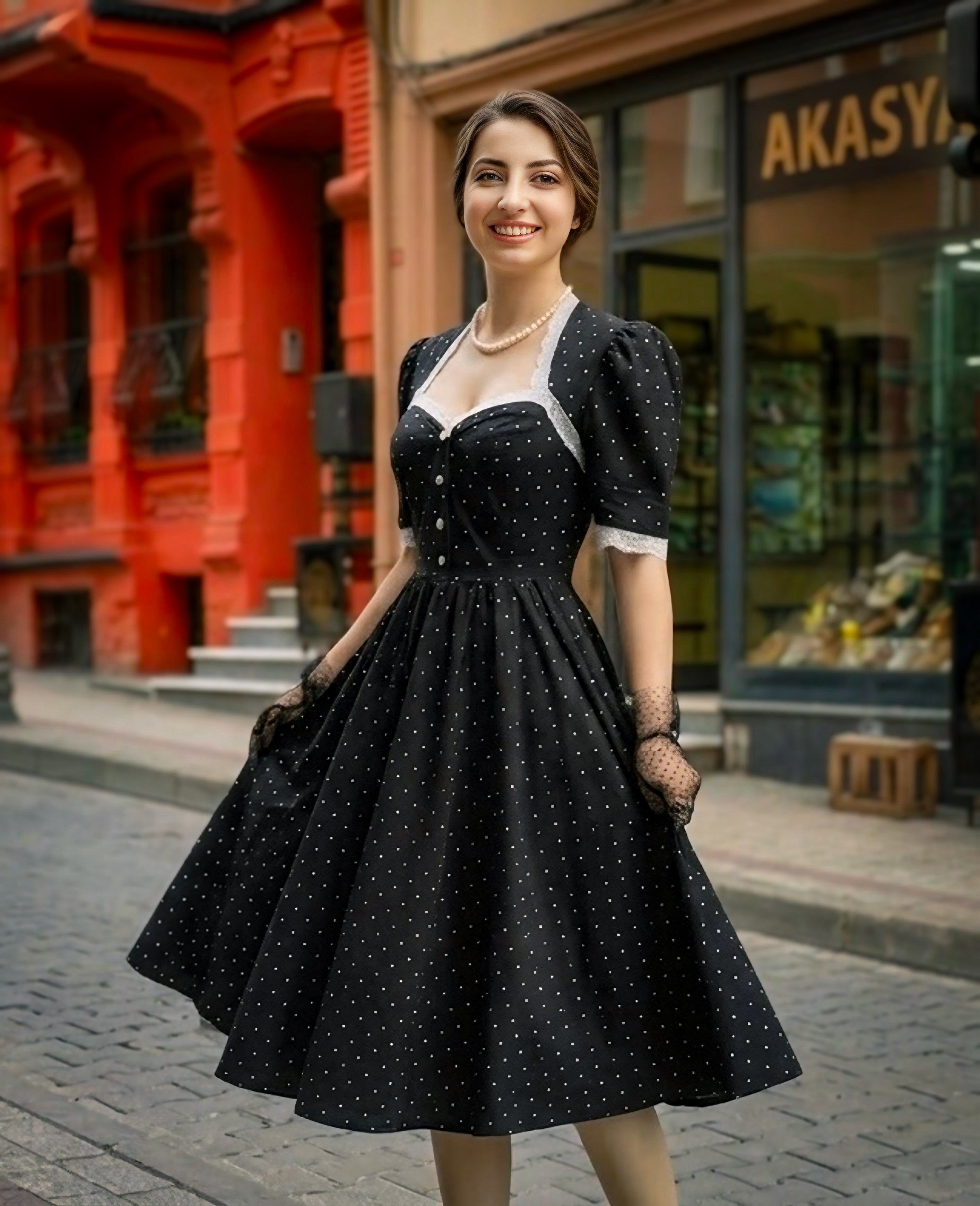 Celine Puantiyeli Elbise