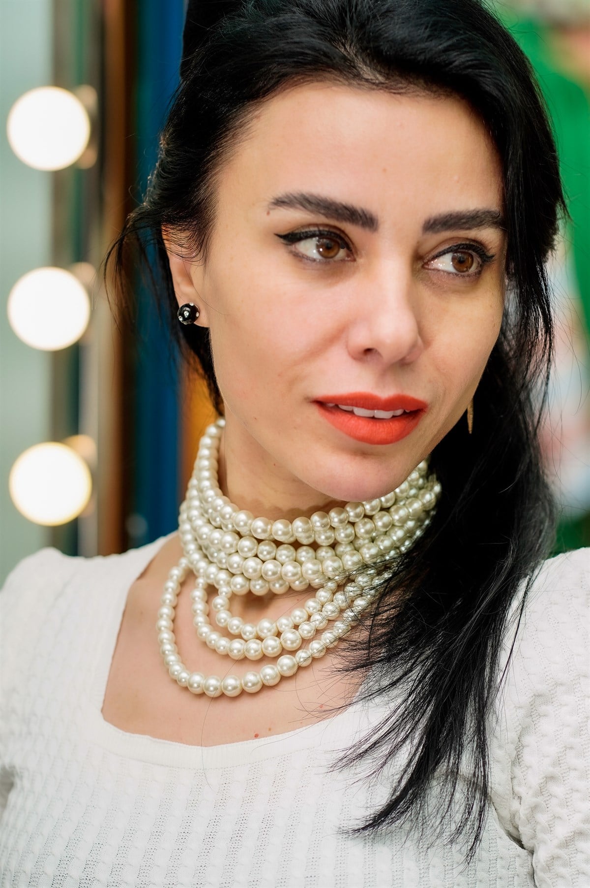 Çoklu İnci Kolye Beyaz