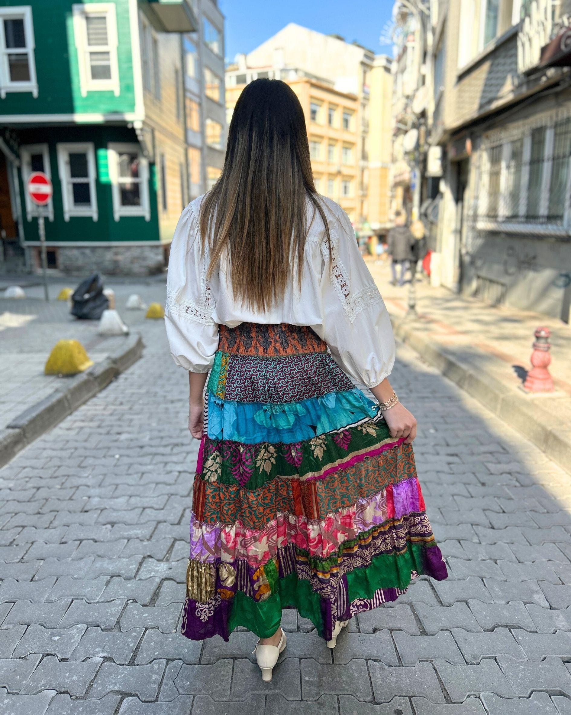 Fırfırlı Etnik Maxi Etek