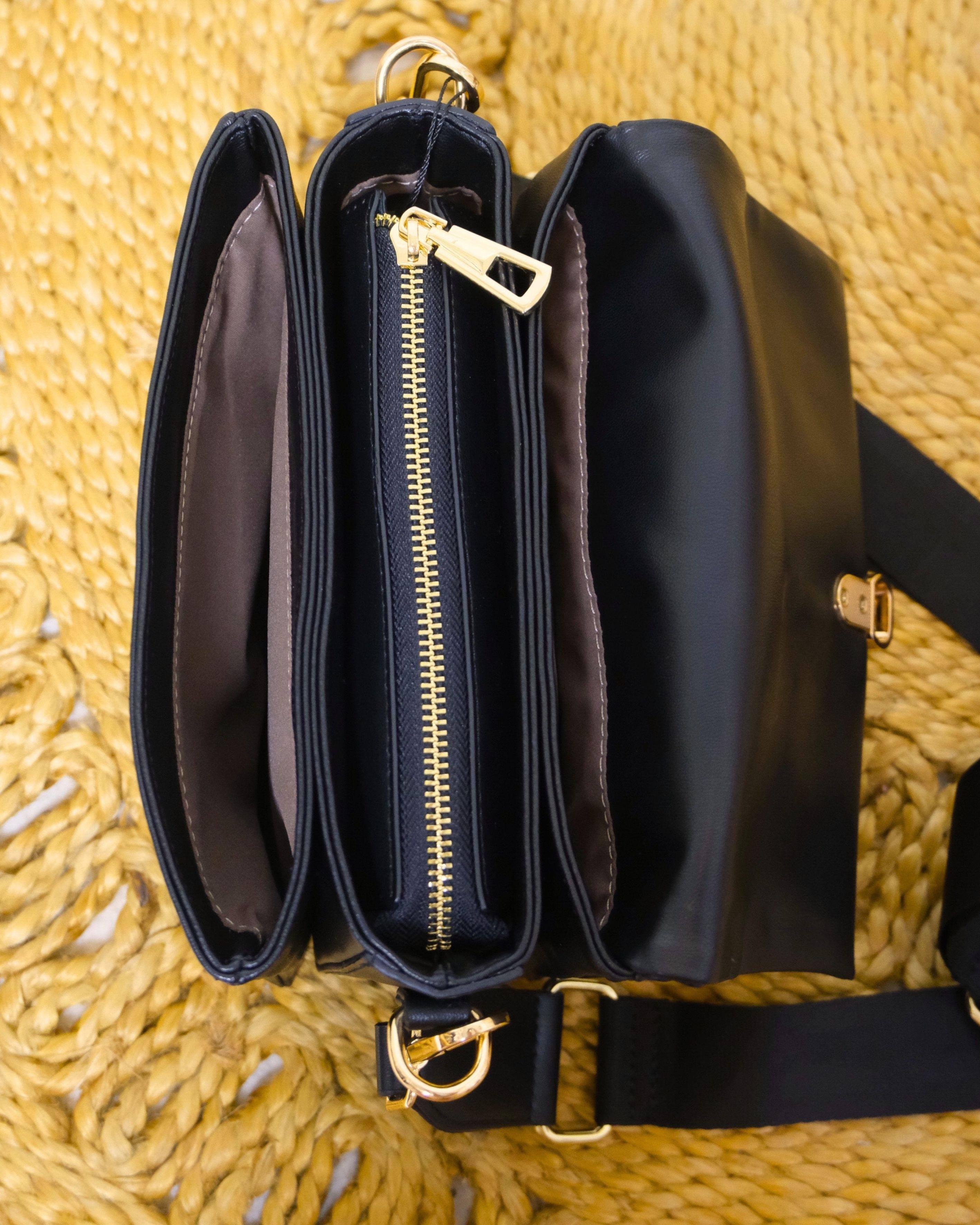 Gece Siyahı Kilitli Clutch Çanta