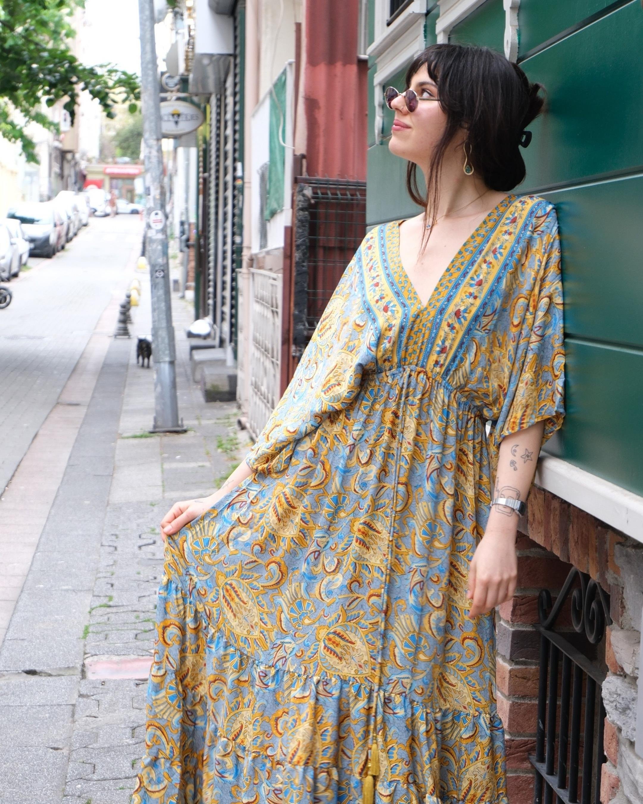 Hayal Desen Maxi Bohem Elbise