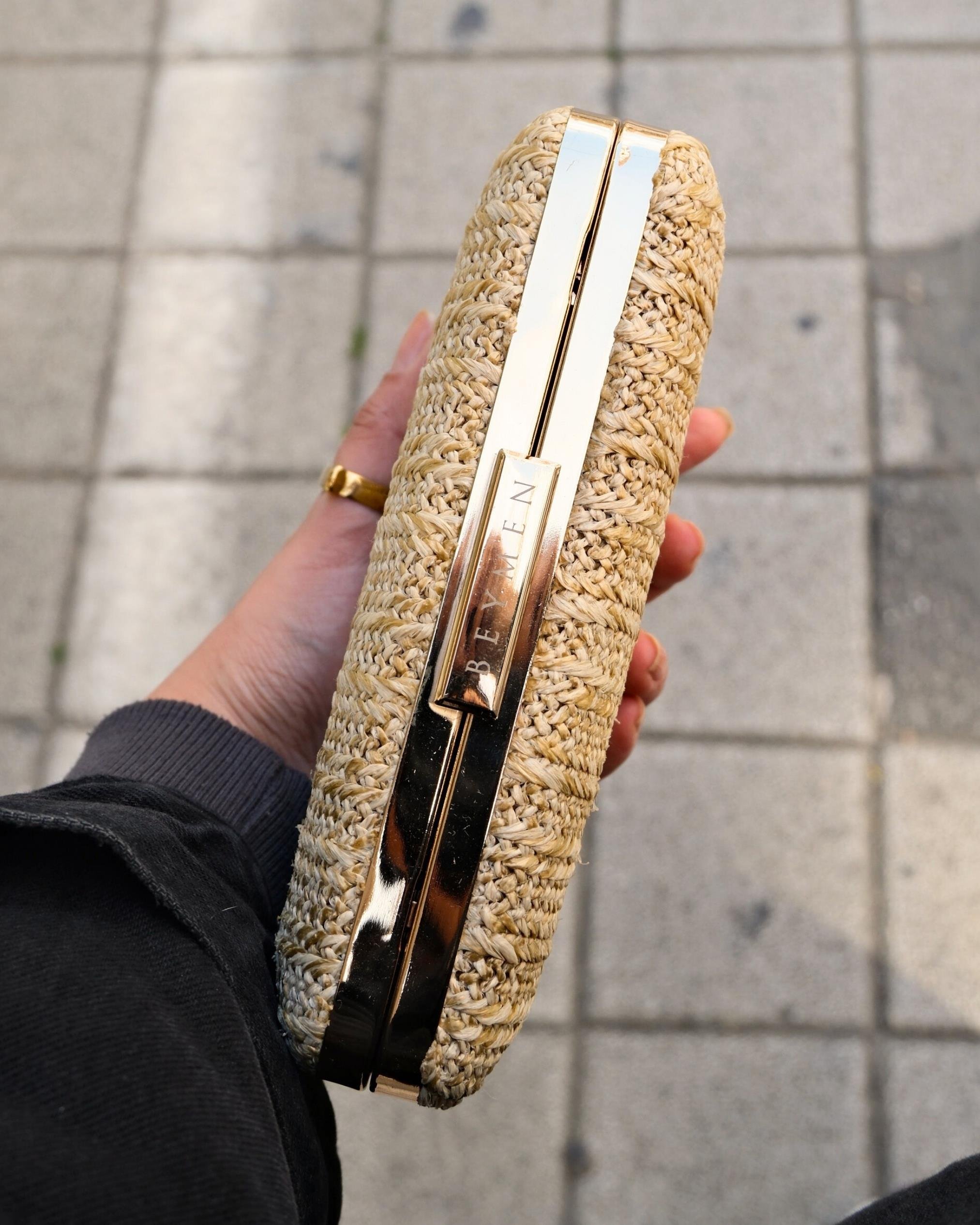 Isla Hasır Dokulu Clutch Çanta