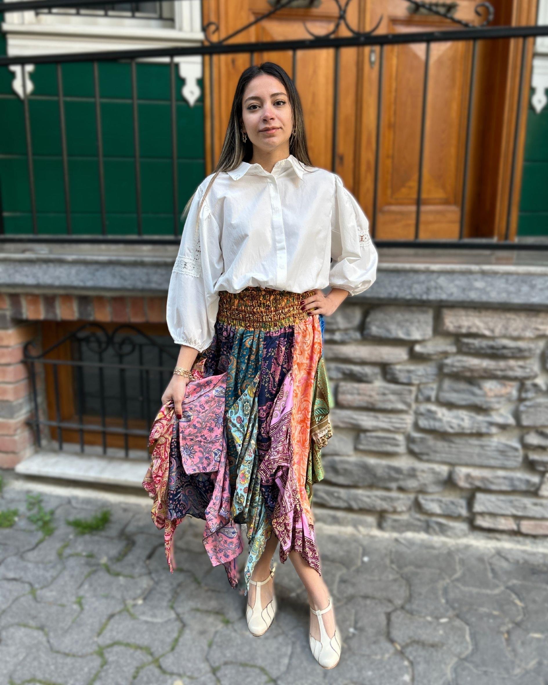 Katlı Patchwork Etek