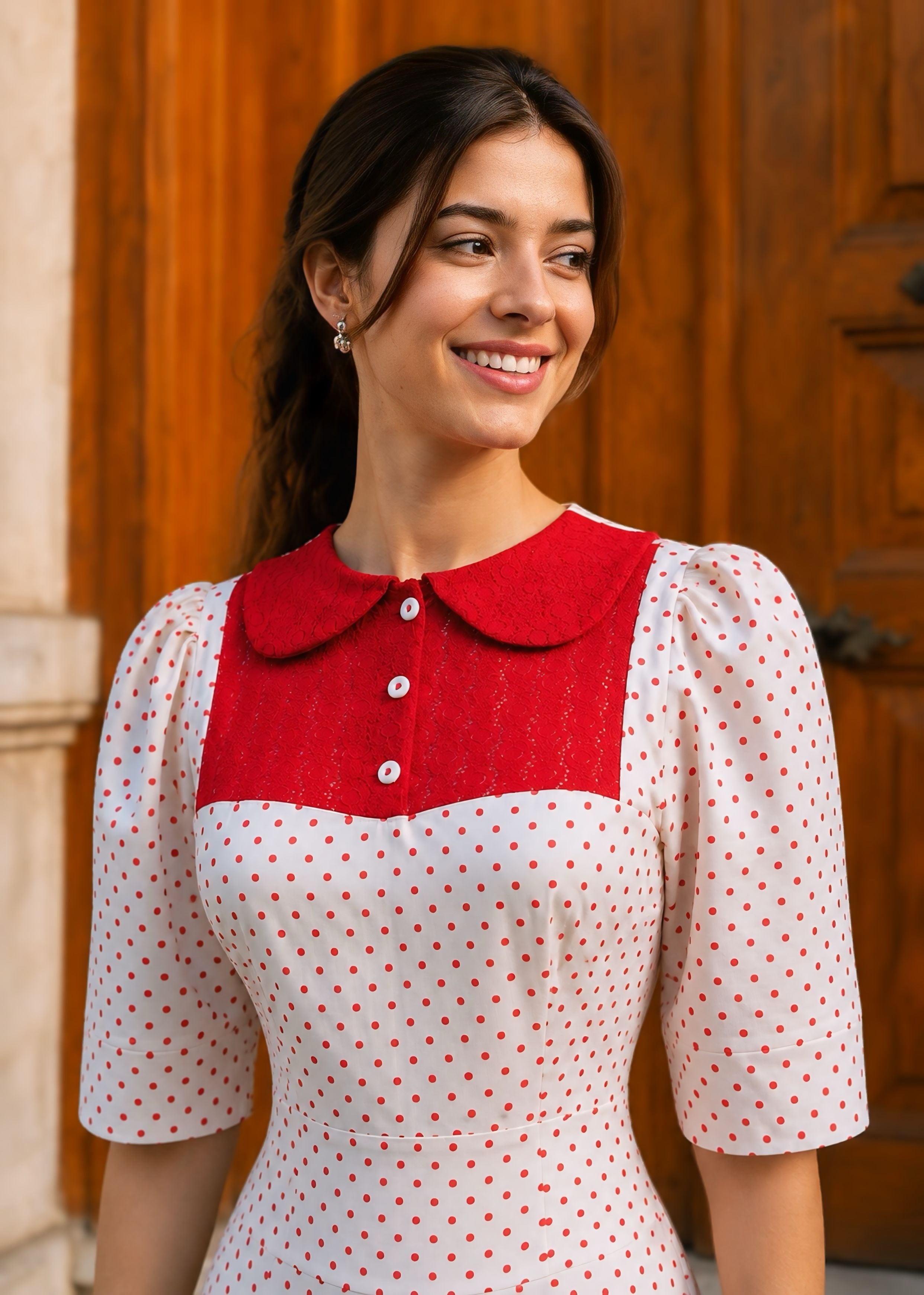 Manolya  Puantiyeli Elbise