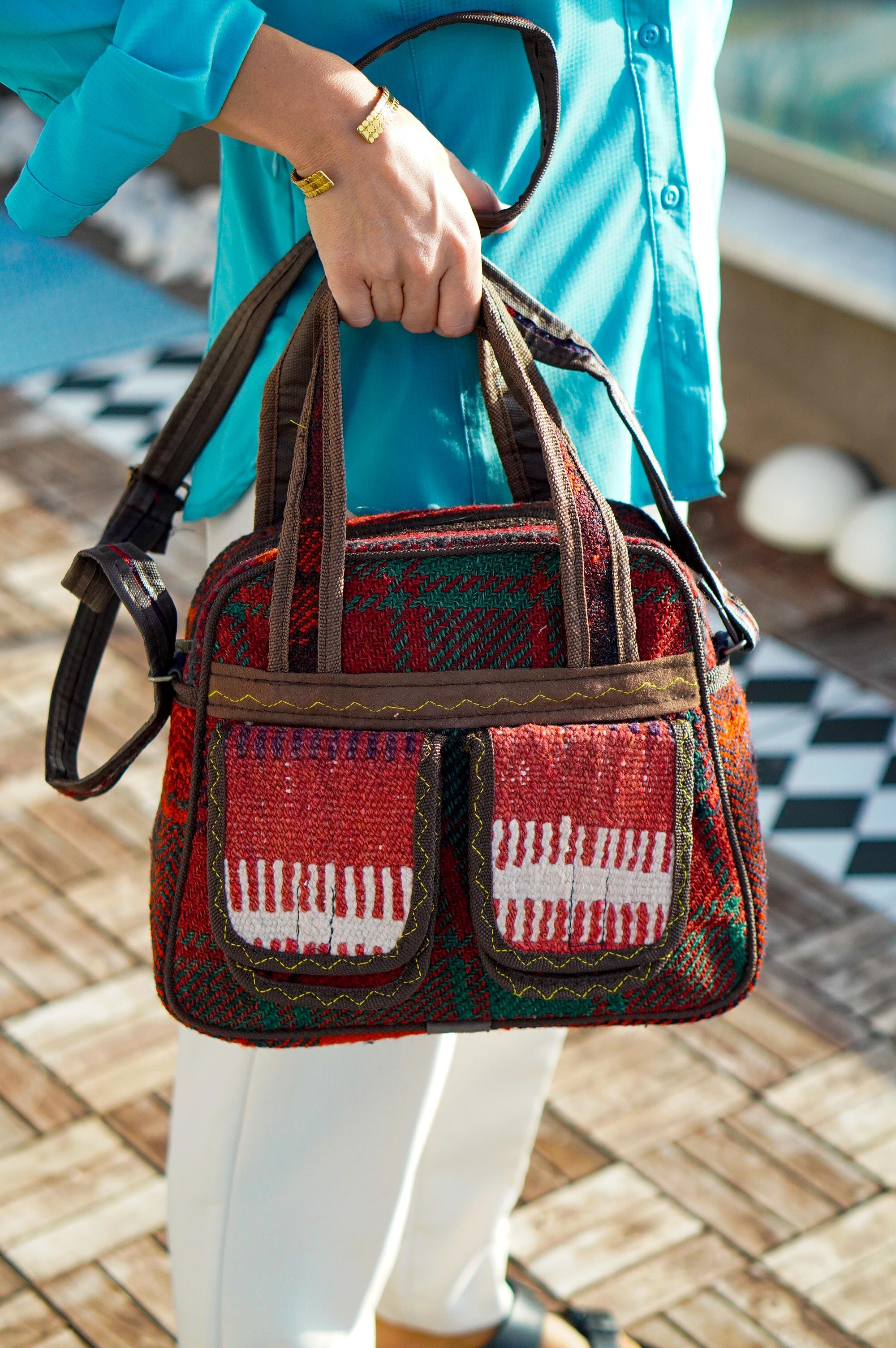 Nomad Bag / Kilim Desenli Çift Cepli Çanta