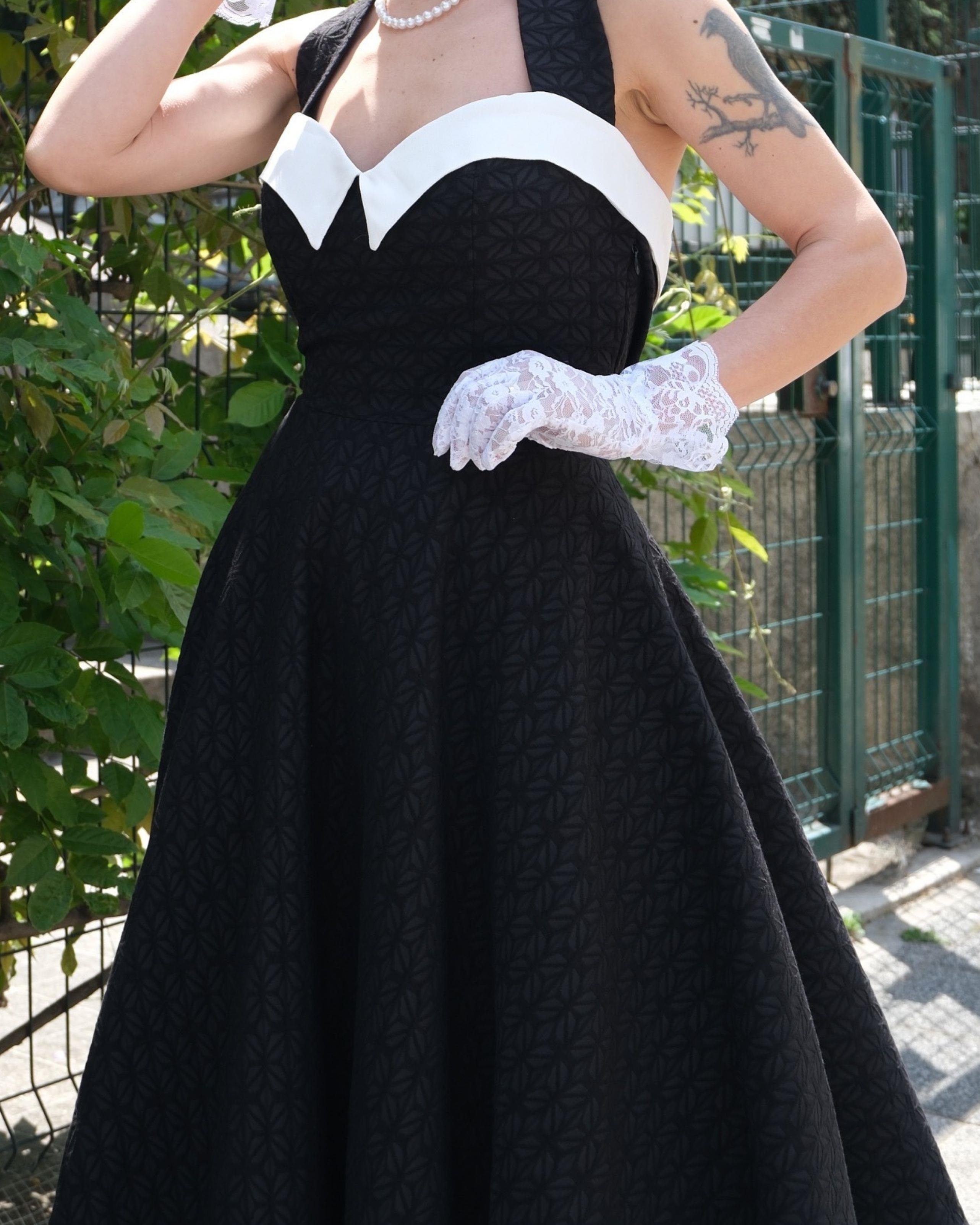 Peri Siyah Vintage Elbise