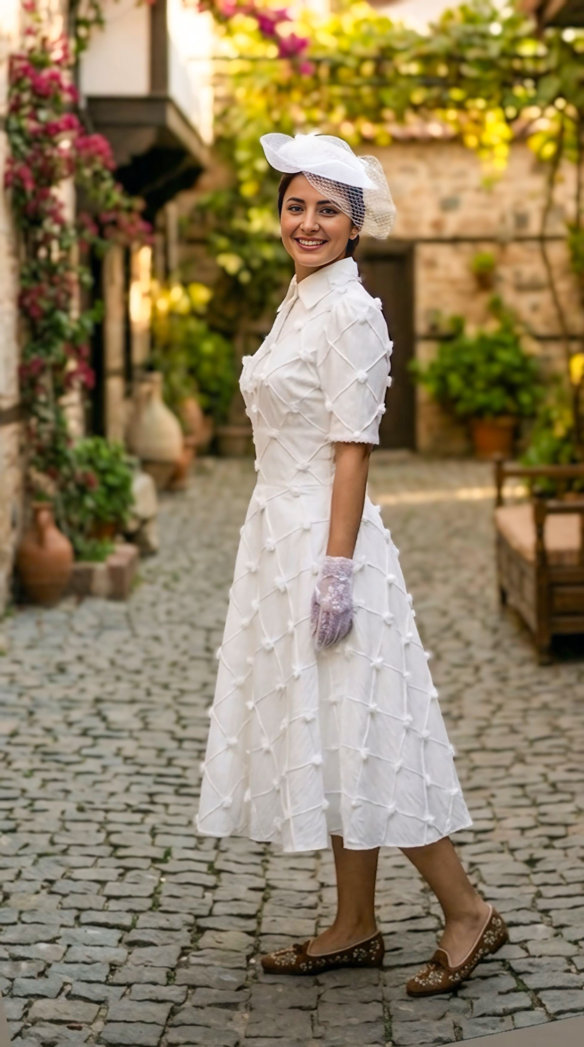 Romina Beyaz Elbise