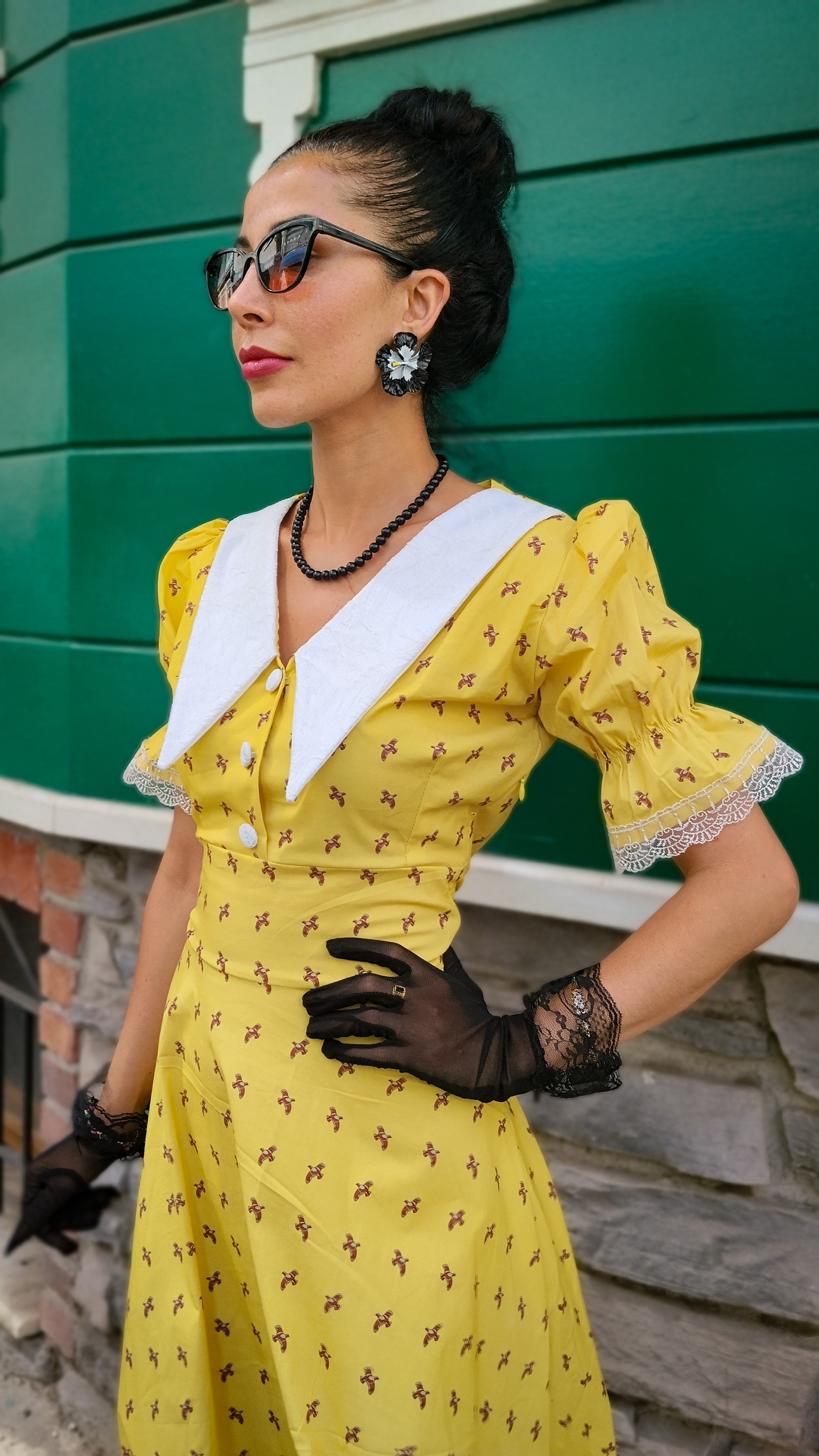 Şahika Kuş Desenli Elbise