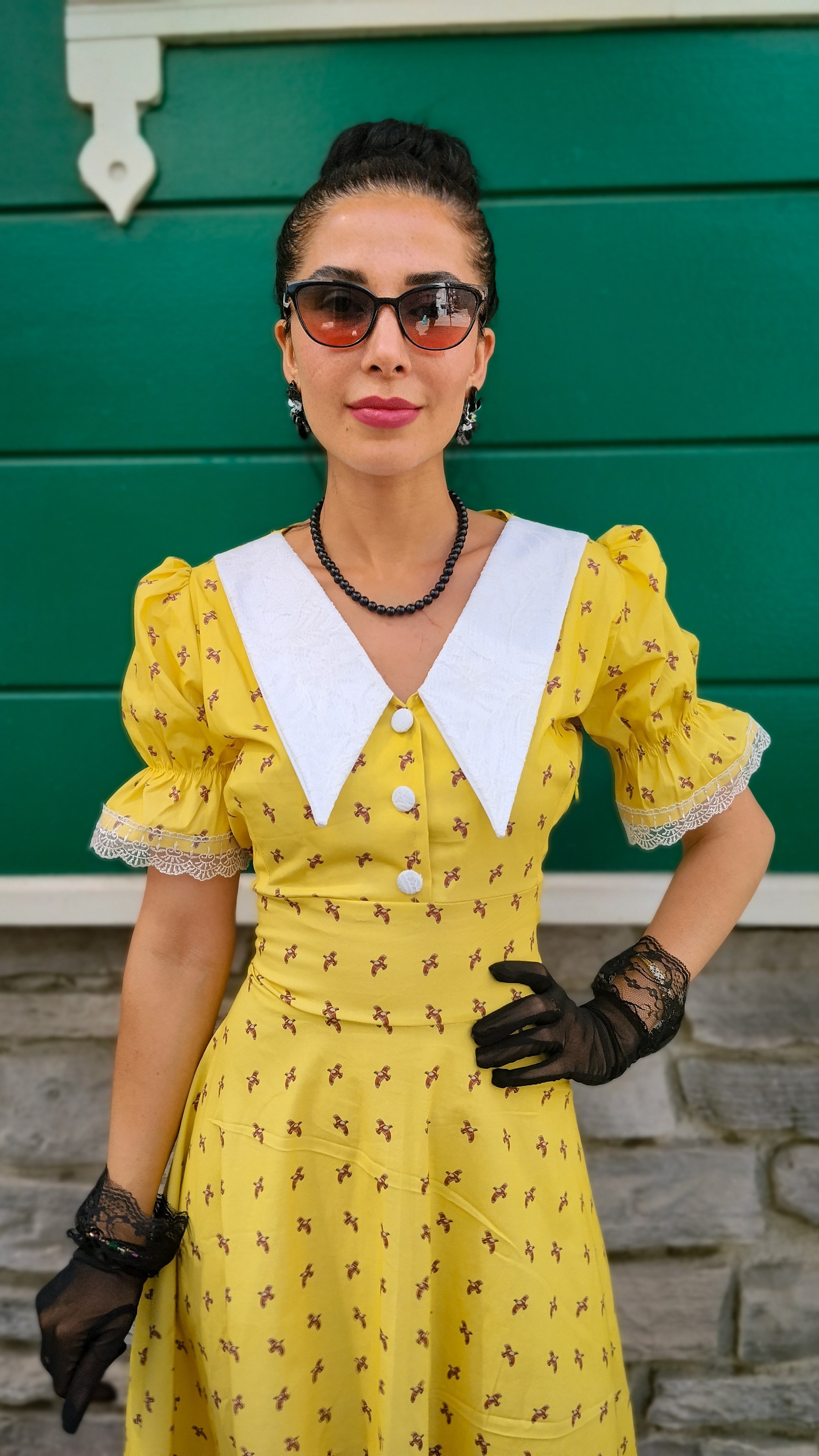 Şahika Kuş Desenli Elbise