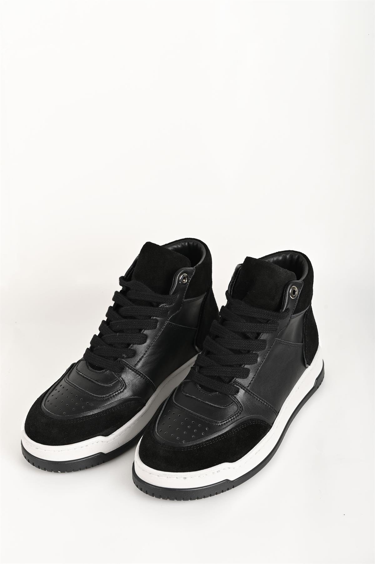 6219 SİYAH DERİ SNEAKER  BOT